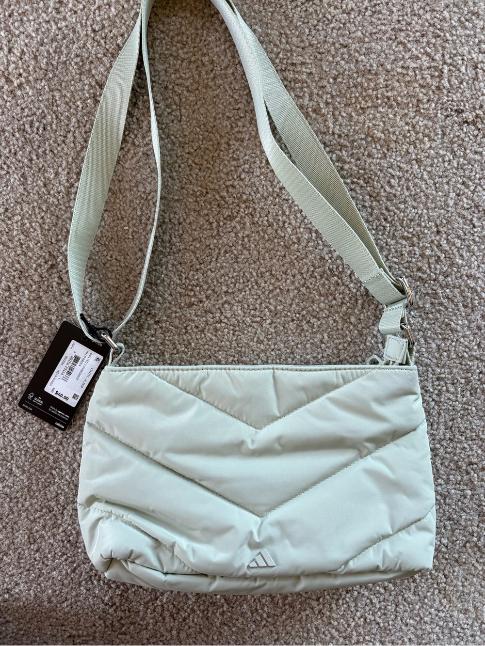 Adidas Quilted crossbody adjustable bag travel hiking NWT